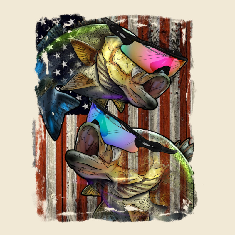 American Flag With Bass Fish Premium Tee by LillyAllenDesigns | Teevron