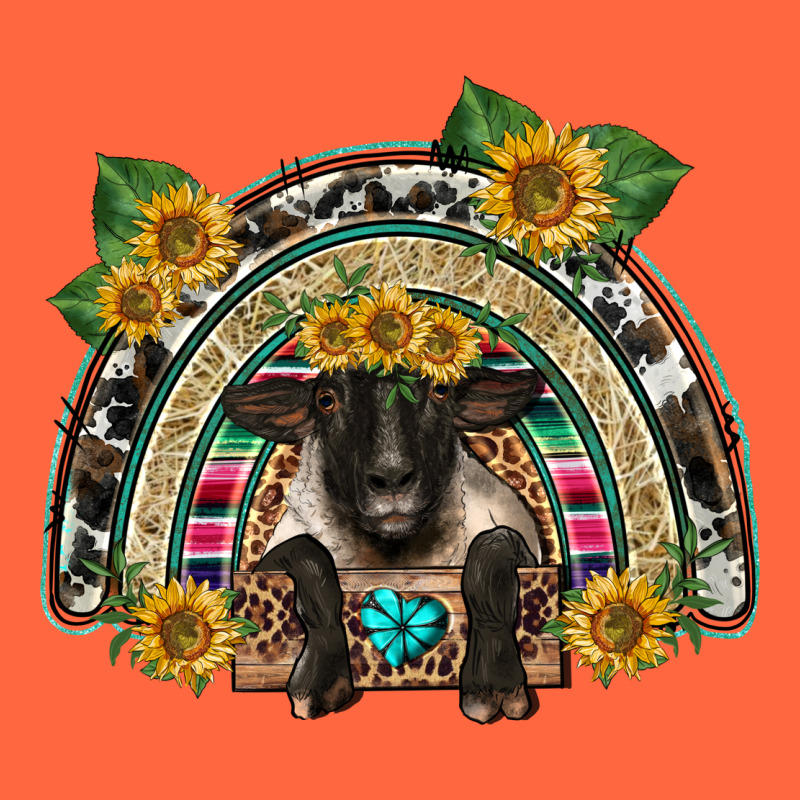 Suffolk Ewe Front Sunflowers Rainbow Premium Hoodie by BarkalooDesign | Teevron
