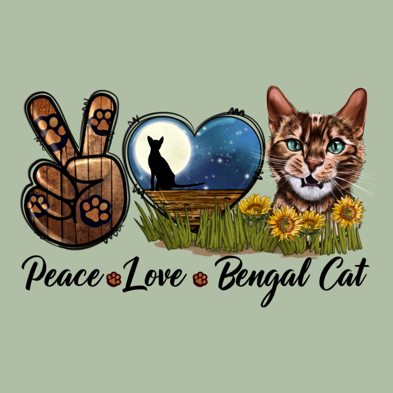 Peace Love Bengal Cat Head Urban Heavy Tee by LillyAllenDesigns | Teevron