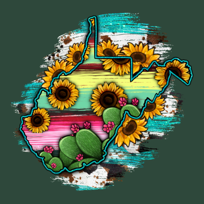 West Virginia Map Sunflower Cactus Serape Zipper Hoodie by RanaPortraitStore | Teevron