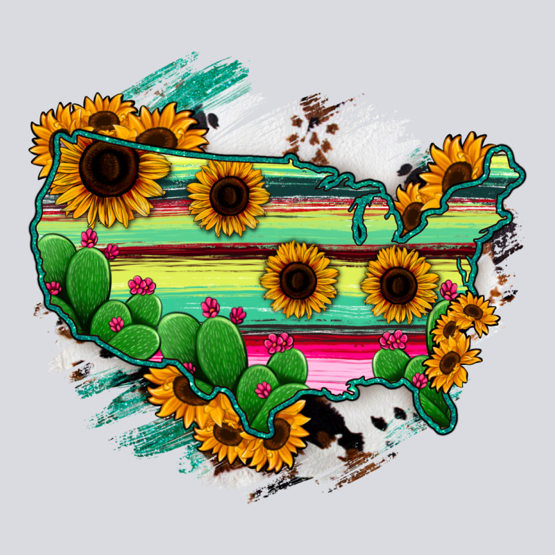America Map Sunflower Cactus Serape Zipper Hoodie by RanaPortraitStore | Teevron