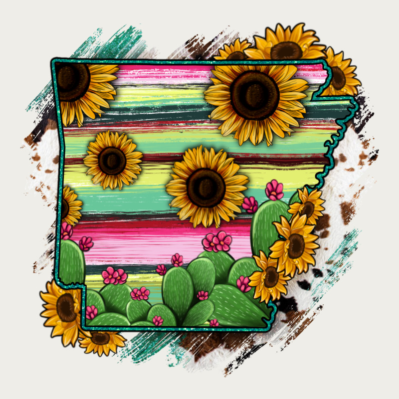 Arkansas Map Sunflower Cactus Serape Zipper Hoodie by RanaPortraitStore | Teevron