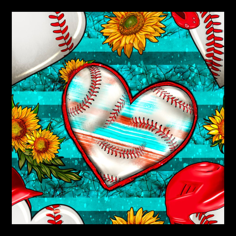 Baseball Hearts And Sunflowers With Turquoise Gemstone Seamless Patter Heavy Core Tee by BundleAndBundleShop | Teevron