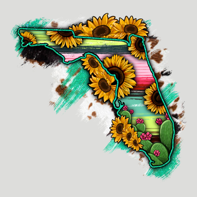 Florida Map Sunflower Cactus Serape Zipper Hoodie by RanaPortraitStore | Teevron