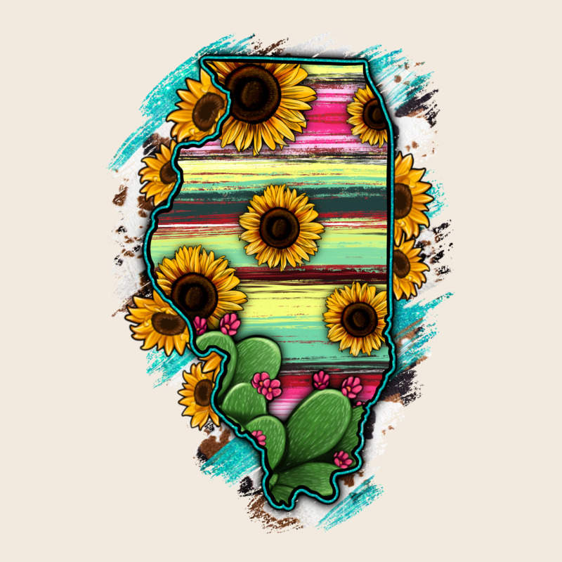 Illinois Map Sunflower Cactus Serape Zipper Hoodie by RanaPortraitStore | Teevron