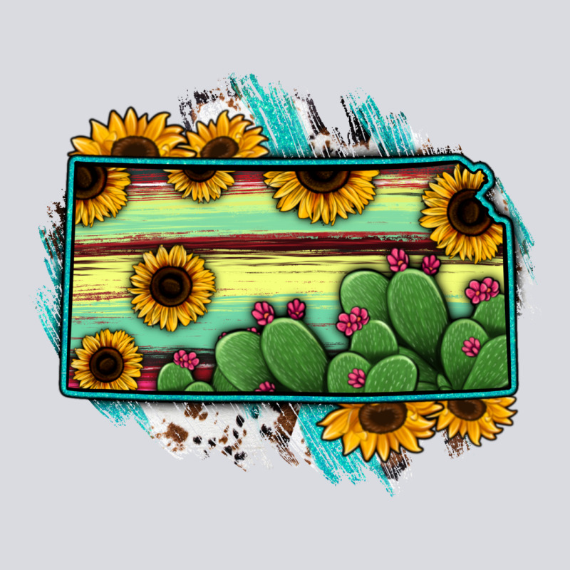 Kansas Map Sunflower Catus Serape Zipper Hoodie by RanaPortraitStore | Teevron