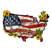Usa Map With Sunflower And Cactus Long Sleeve Tee | Teevron