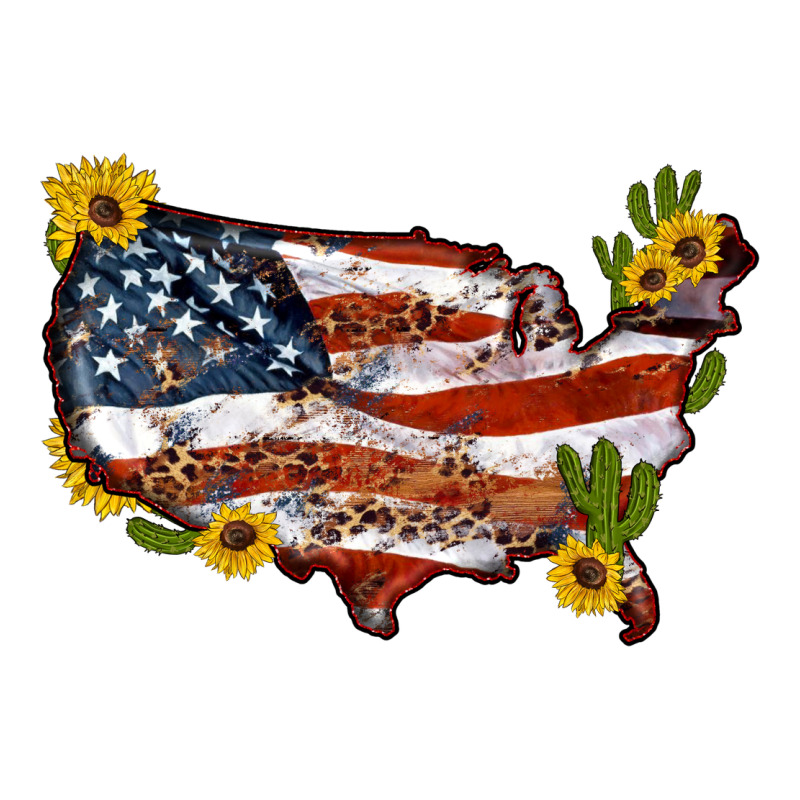 Usa Map With Sunflower And Cactus Long Sleeve Tee by Artiststas | Teevron