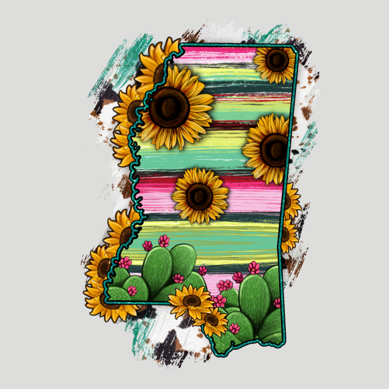 Mississippi Map Sunflower Cactus Serape Zipper Hoodie by RanaPortraitStore | Teevron