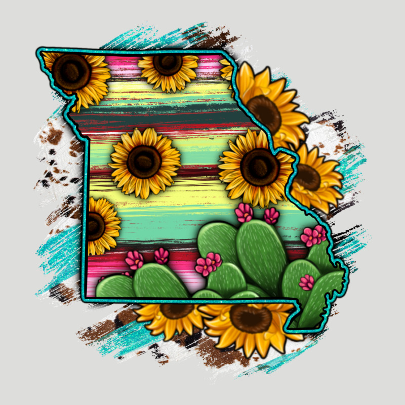 Missouri Map Sunflower Cactus Serape Zipper Hoodie by RanaPortraitStore | Teevron