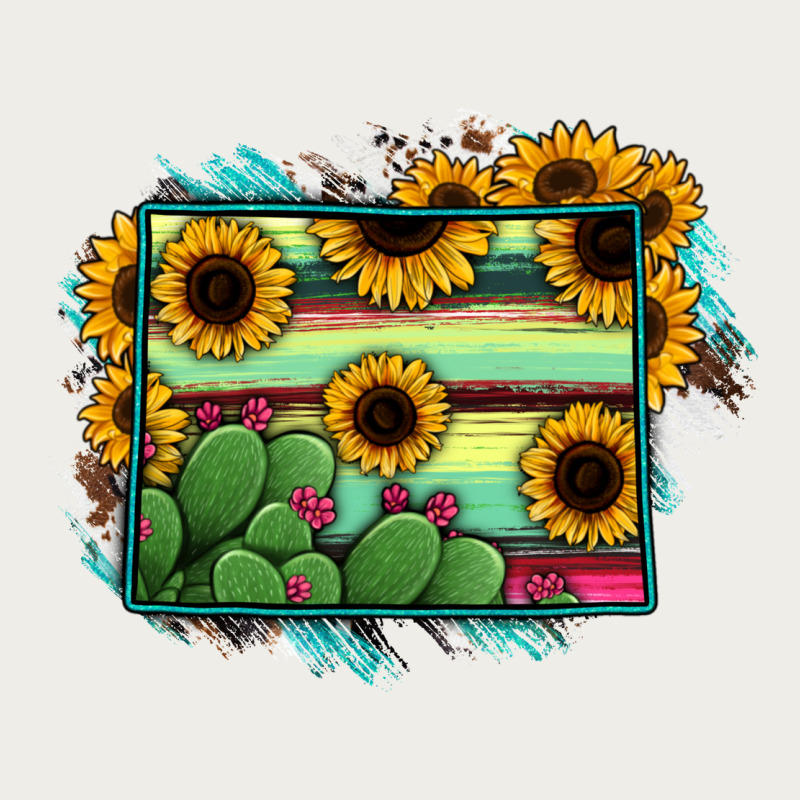 Wyoming Map Sunflower Cactus Serape Zipper Hoodie by RanaPortraitStore | Teevron