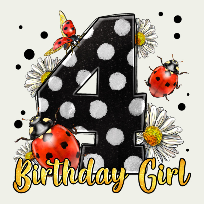 Ladybug Birthday Girl Age 4 Urban Heavy Tee by LillyAllenDesigns | Teevron