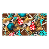 american  football with turquoise license plate | Teevron