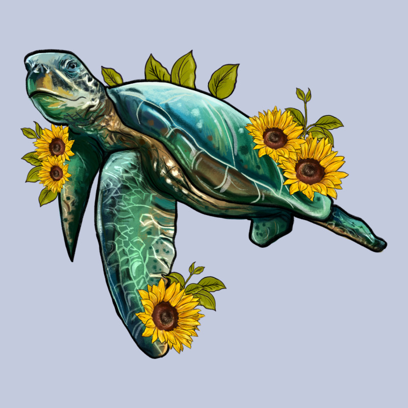 Sea Turtle With Sunflowers Long Sleeve Tee by Artiststas | Teevron