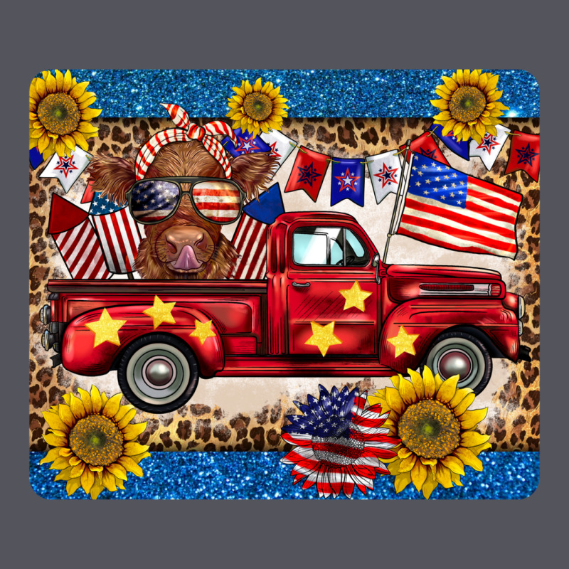 4th Of July Truck Cow Mousepad Vintage Hoodie by BarkalooDesign | Teevron