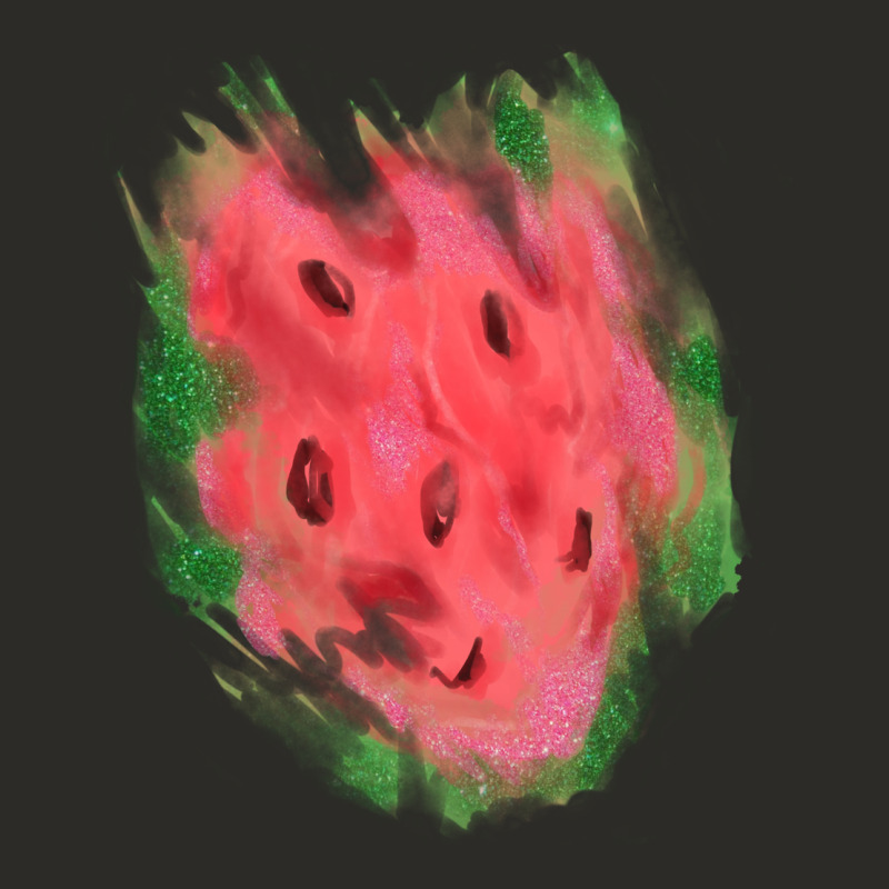 Watermelon Glitter Watercolor Brushstrokes Patch Heavy Core Tee by RanaPortraitStore | Teevron