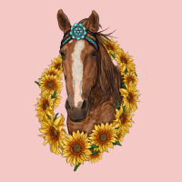 Brown Horse With Gemstone And Sunflowers Urban Heavy Tee | Teevron