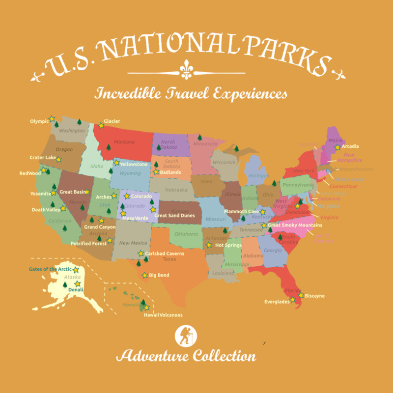 Us National Parks Map Colorful With All 59 National Parks Premium Hoodie by linhVisuals | Teevron
