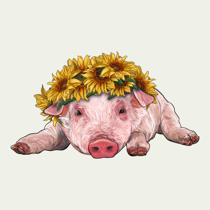 Baby Pig With Sunflower Headband Urban Heavy Tee by RanaPortraitStore | Teevron