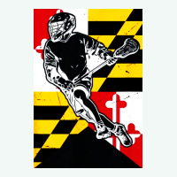 Lacrosse Player Maryland Flag Lax Lacrosse Stick Retro Premium Hoodie | Teevron