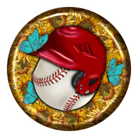 baseball with sunflower round earrings | Teevron