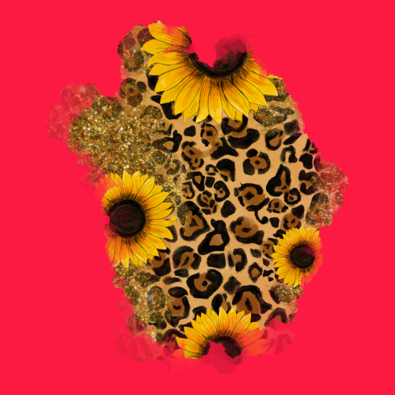 Glitter Sunflowers Leopard Patch Zipper Hoodie by RanaPortraitStore | Teevron
