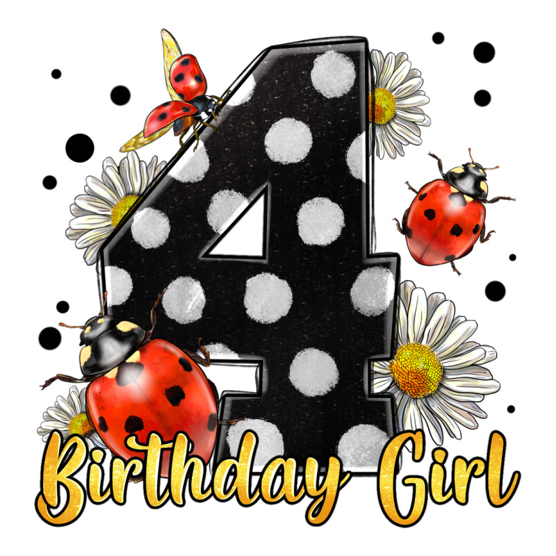 Ladybug Birthday Girl Age 4 Ladies Tee by LillyAllenDesigns | Teevron