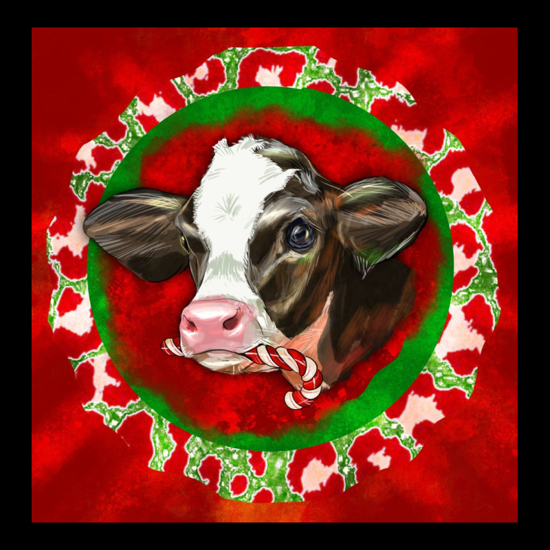 Christmas Holstein Calf Face Ladies Tee by LillyAllenDesigns | Teevron