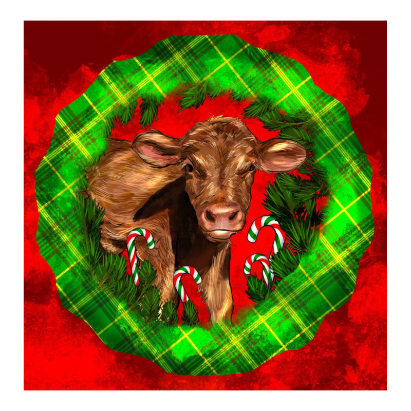 Christmas Red Angus Calf Ladies Tee by LillyAllenDesigns | Teevron