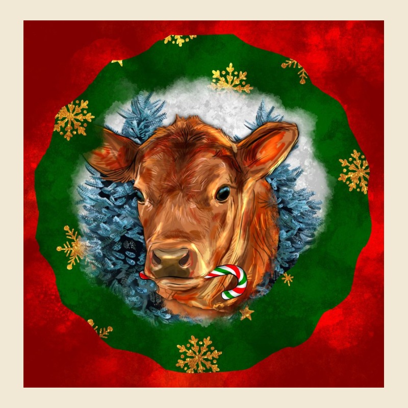 Christmas Red Angus Calf Head Ladies Tee by LillyAllenDesigns | Teevron