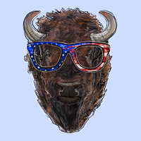 Bison With American Flag Glasses Urban Heavy Tee | Teevron