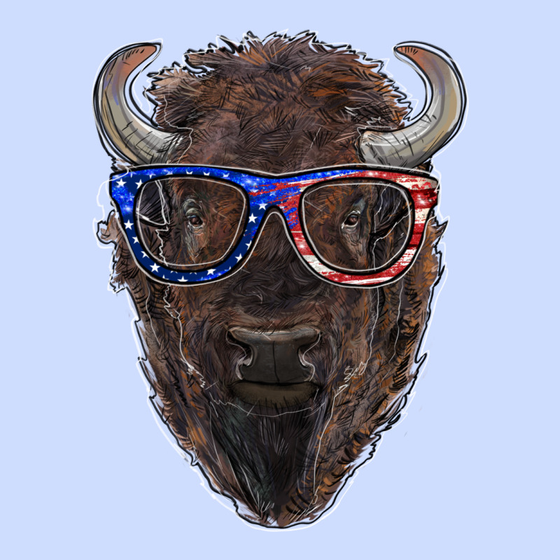 Bison With American Flag Glasses Urban Heavy Tee by RanaPortraitStore | Teevron