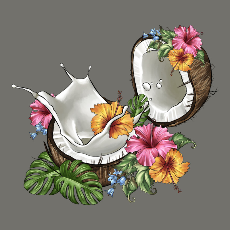 Coconut With Tropical Leavers And Flowers Premium Hoodie by BarkalooDesign | Teevron