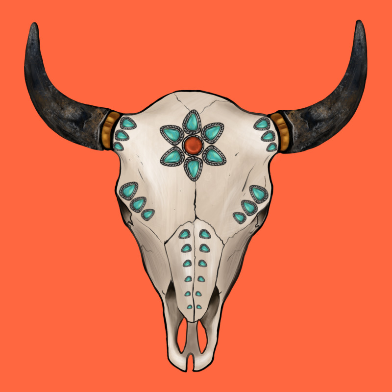 Turquoise Bull Skull Premium Hoodie by Jasminsmagicworld | Teevron