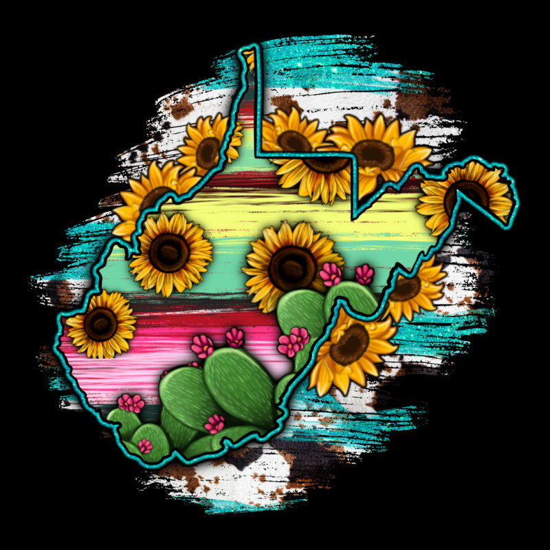 West Virginia Map Sunflower Cactus Serape Premium Sweatshirt by RanaPortraitStore | Teevron