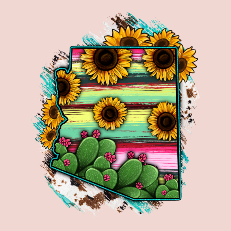 Arizona Map Sunflower Cactus Serape Premium Sweatshirt by RanaPortraitStore | Teevron