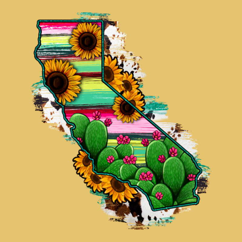 California Map Sunflower Cactus Serape Premium Sweatshirt by RanaPortraitStore | Teevron