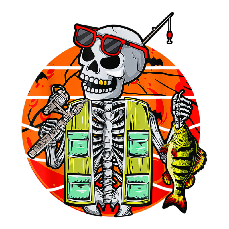 Skeleton Fishing Lover Moon Halloween Costume Fish Urban Heavy Tee by Craftify | Teevron