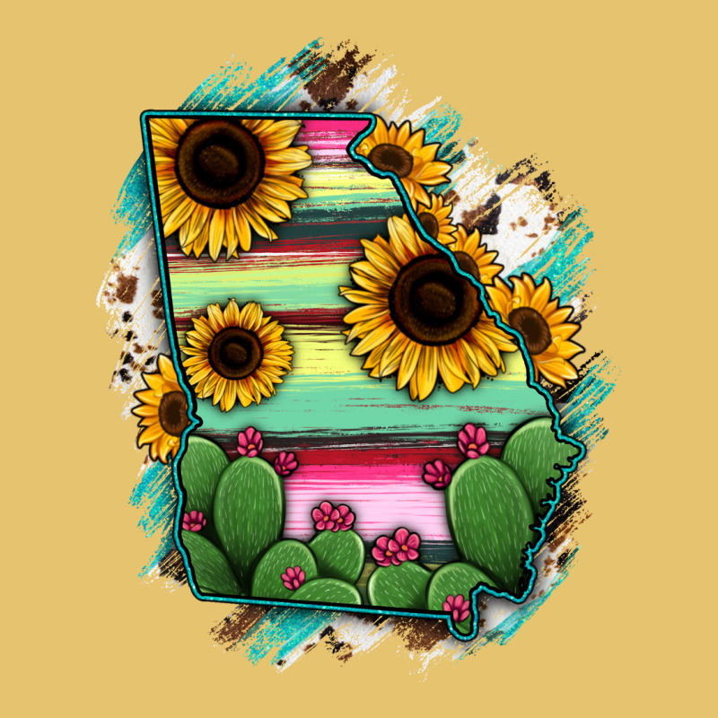 Georgia Map Sunflower Cactus Serape Premium Sweatshirt by RanaPortraitStore | Teevron