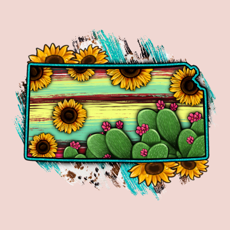 Kansas Map Sunflower Catus Serape Premium Sweatshirt by RanaPortraitStore | Teevron