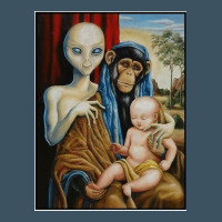 Alien Chimp Baby Religion Conspiracy Poster Urban Heavy Tee | Teevron
