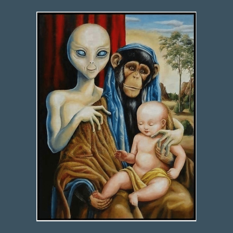 Alien Chimp Baby Religion Conspiracy Poster Urban Heavy Tee by FloraArt | Teevron