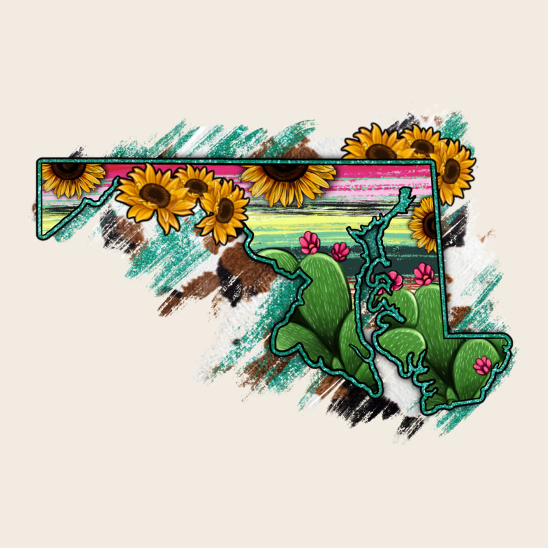 Maryland Map Sunflower Cactus Serape Premium Sweatshirt by RanaPortraitStore | Teevron