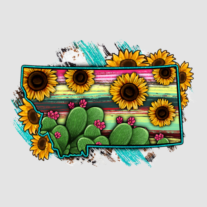 Montana Map Sunflower Cactus Serape Premium Sweatshirt by RanaPortraitStore | Teevron