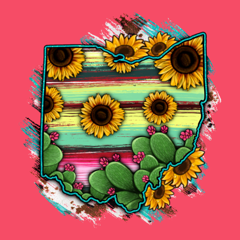 Ohio Map Sunflower Cactus Serape Premium Sweatshirt by RanaPortraitStore | Teevron