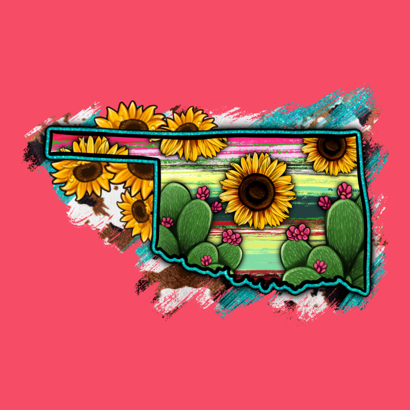 Oklahoma Map Sunflower Cactus Serape Premium Sweatshirt by RanaPortraitStore | Teevron