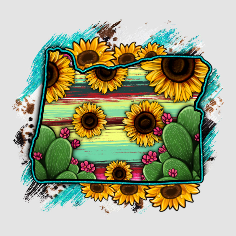 Oregon Map Sunflower Cactus Serape Premium Sweatshirt by RanaPortraitStore | Teevron