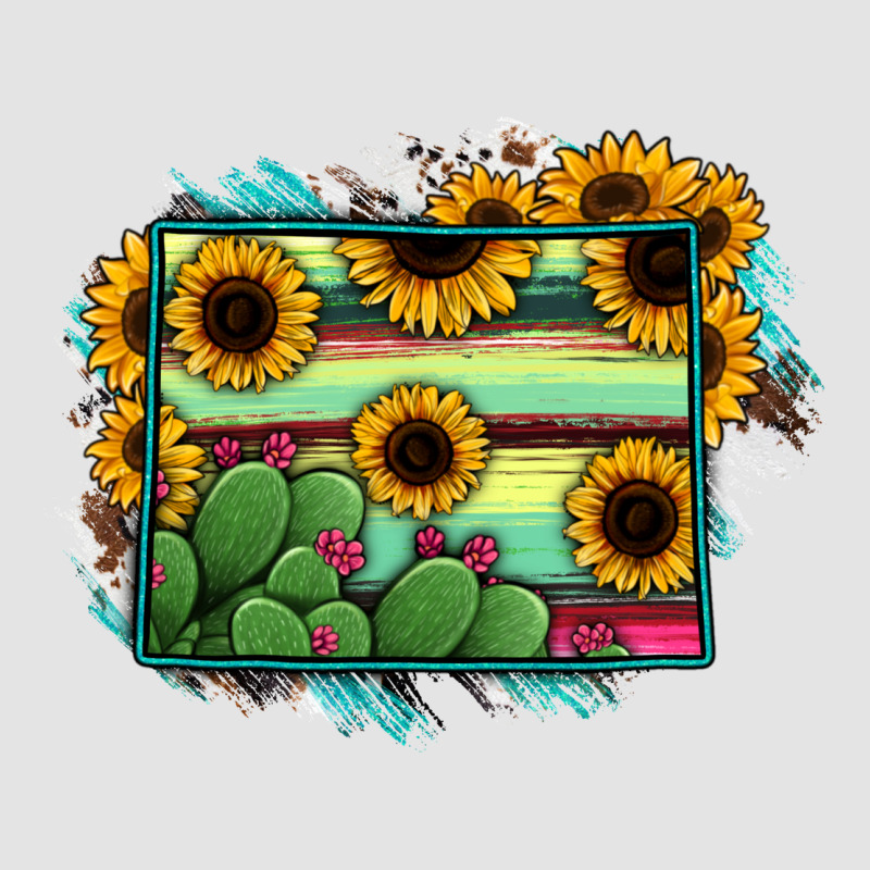 Wyoming Map Sunflower Cactus Serape Premium Sweatshirt by RanaPortraitStore | Teevron
