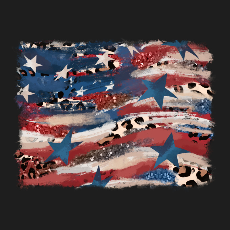 Leopard Glitter American Flag Classic Tee by FaDigitalArtStudio | Teevron
