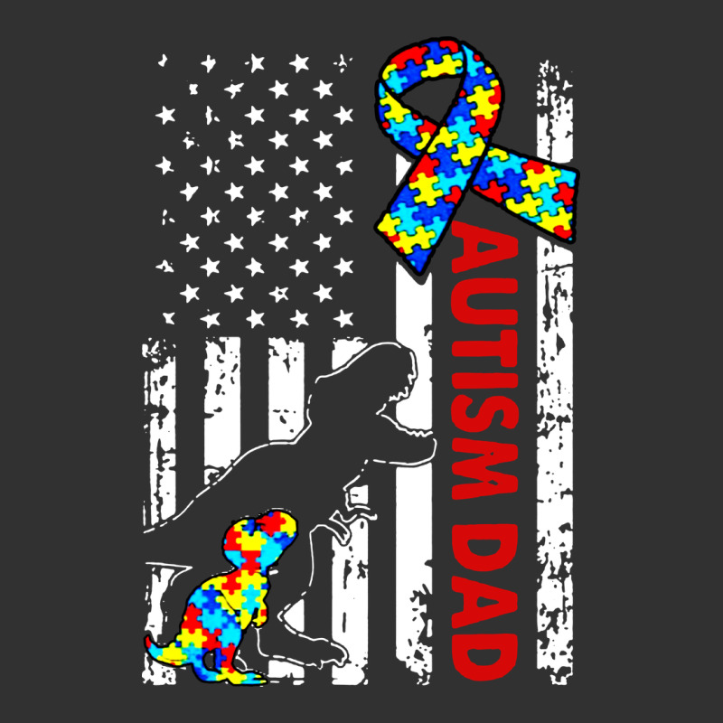 Mens Distressed Dinosaur Autism Dad Usa Flag Urban Heavy Tee by artisFamous | Teevron